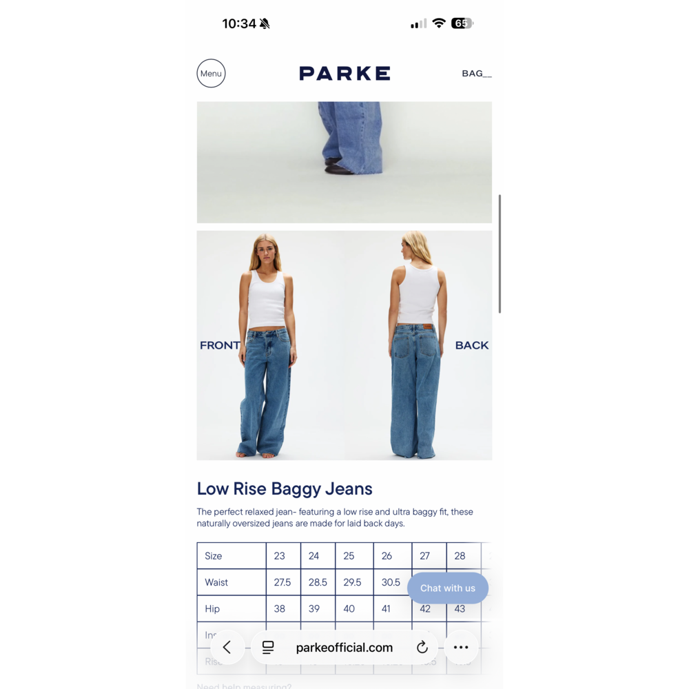 Parker Parke low rise baggy jean white in Cream - Picture 8 of 10